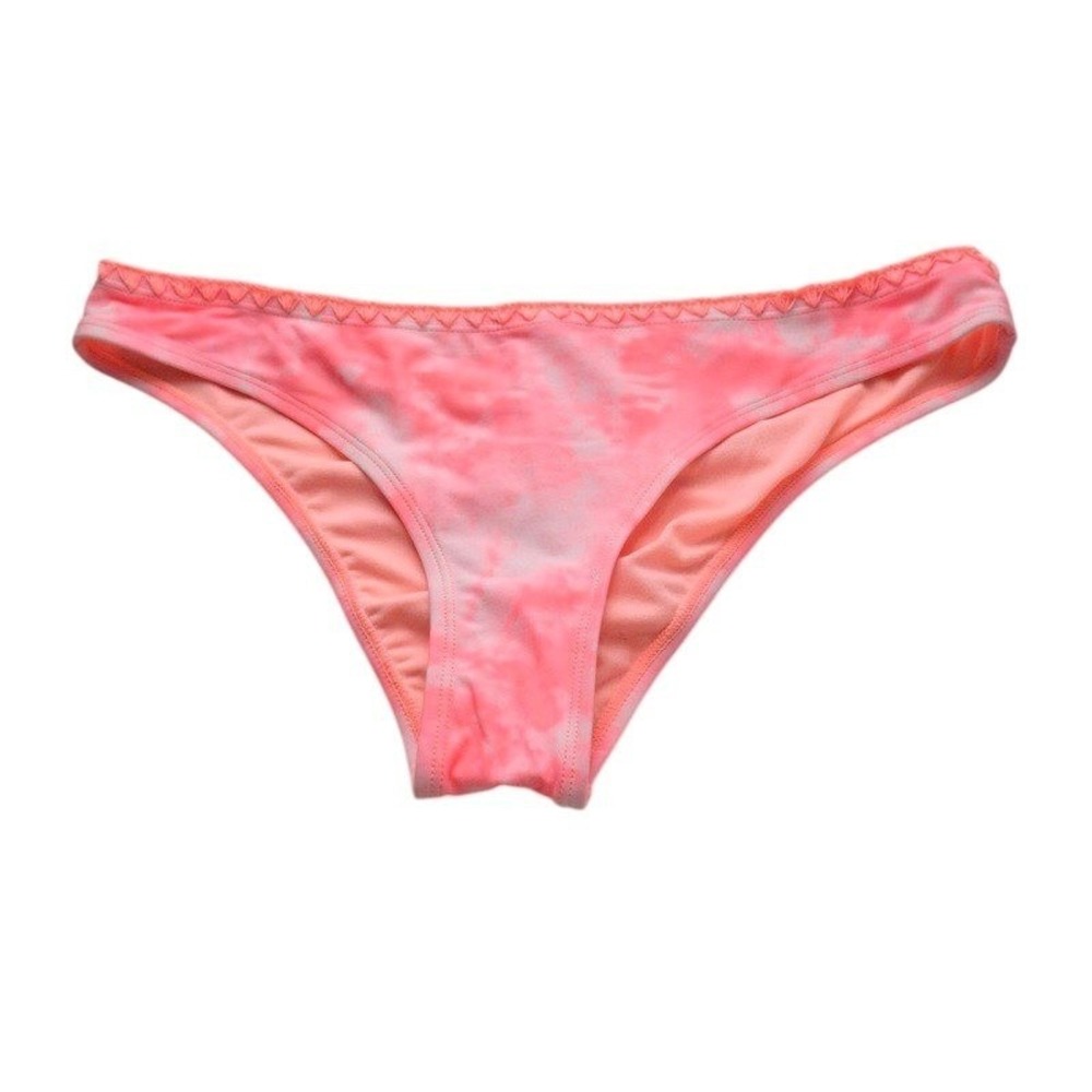 Arizona Jean Bikini Bottom Juniors Large Pink Tie Dye Ruched Back Crochet Boho